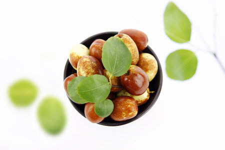 Healthy, delicious and fresh fruit jujube and jujube leaf