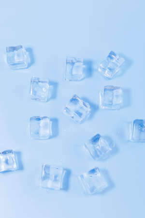 creative summer photo of ice, blue backgroundの写真素材