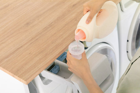 aesthetic laundry concept_using detergentの写真素材