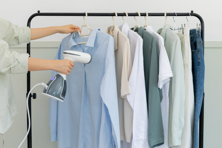 aesthetic laundry concept_ironing clothesの写真素材