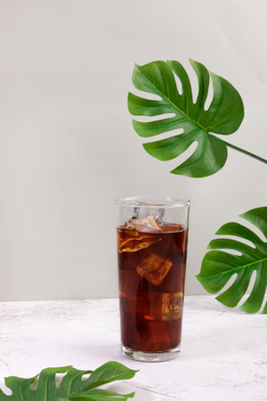 Summer drink background, iced americano or brewed coffeeの写真素材