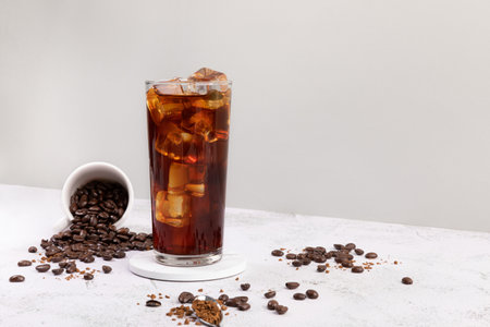 Summer drink background, iced americano or brewed coffeeの写真素材
