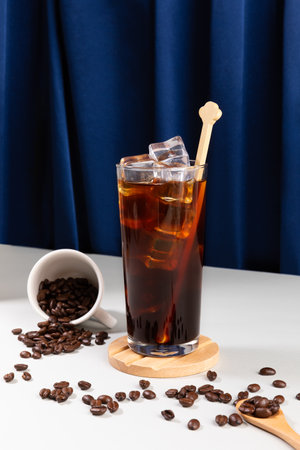 Summer drink background, iced americano or brewed coffee