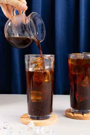 Summer drink background, iced americano or brewed coffeeの写真素材