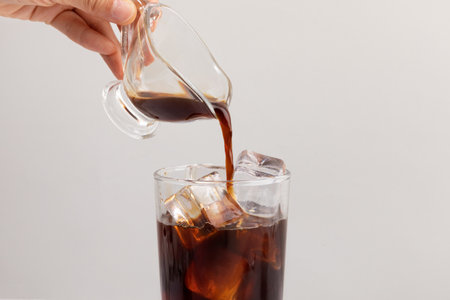 Summer drink background, iced americano or brewed coffee