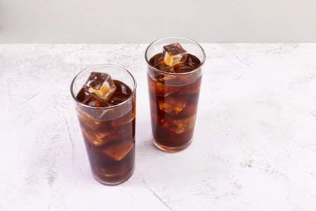 Summer drink background, iced americano or brewed coffee