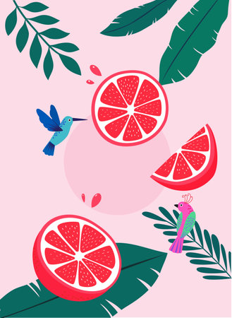 tropical summer drawing backgroundのイラスト素材