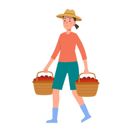 vector illustration of job character_farmerのイラスト素材