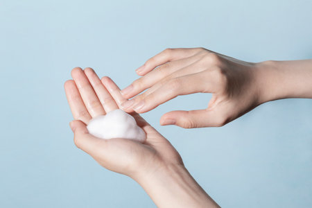 beauty hands motion series_foam cleanser bubbleの写真素材