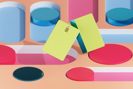 colorful pop 3D rendered background with credit card, fit for payment and purchase benefits
