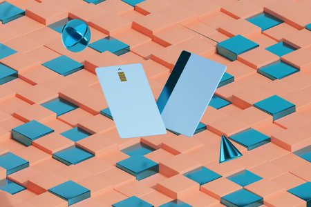 colorful pop 3D rendered background with credit card, fit for payment and purchase benefits