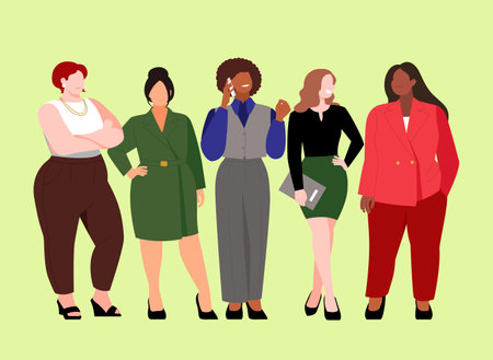 group of women silhouette_confidence and body positive conceptのイラスト素材