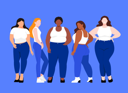 group of women silhouette_confidence and body positive conceptのイラスト素材