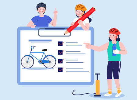 character and checklist-bicycle maintenanceのイラスト素材