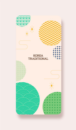 Korean Asian traditional background template for mobileのイラスト素材