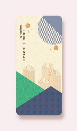 Korean Asian traditional background template for mobileのイラスト素材