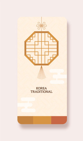 Korean Asian traditional background template for mobileのイラスト素材