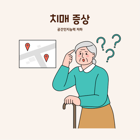 drawing of senior character with dementia, Alzheimers disease-cognitive declineのイラスト素材