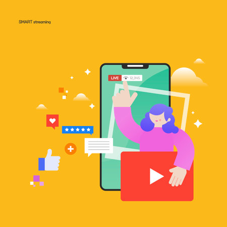 mobile life and experience-broadcast and mediaのイラスト素材