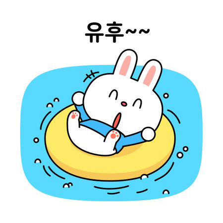 vector illustration of rabbit character-vacationのイラスト素材