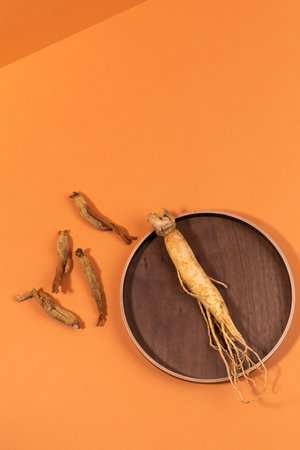 oriental, medicinal root plant, fresh ginsengの写真素材