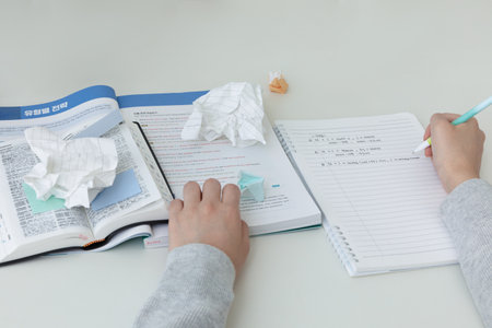studying at home, study desk setup_fold the paper many times