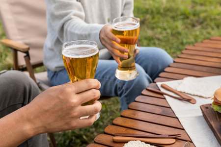 camping mood aesthetics_drinking beerの写真素材