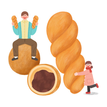 korean winter street food illustration-twisted bread stickのイラスト素材