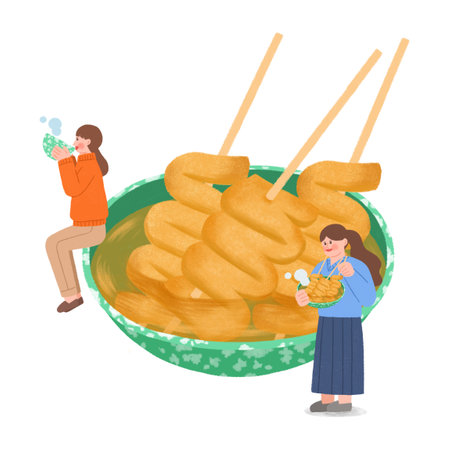 korean winter street food illustration-fishcake soupのイラスト素材