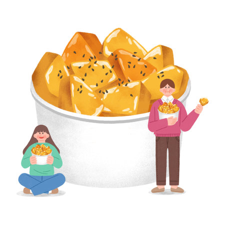 korean winter street food illustration-sweet potatoのイラスト素材
