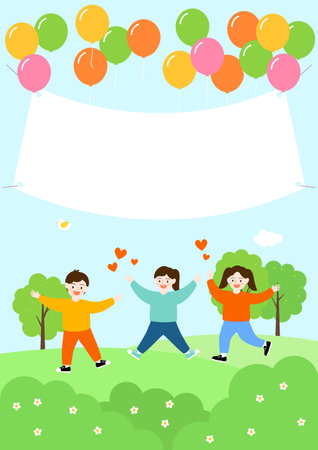 Flat vector illustration of children.のイラスト素材
