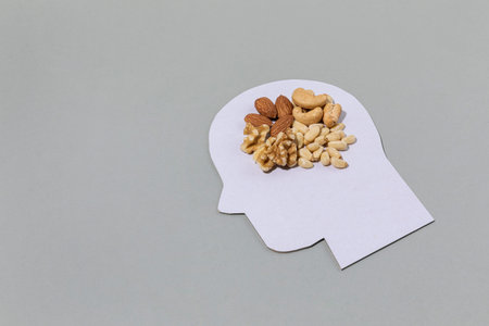 brain health and dementia series, the profile and nutsの写真素材