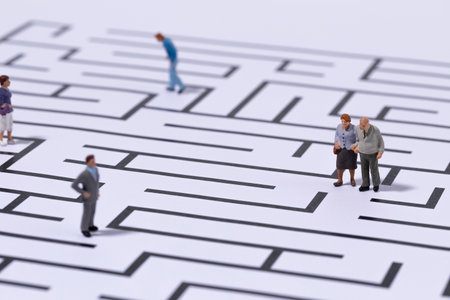 brain health and dementia series, a miniature wandering in a mazeの写真素材