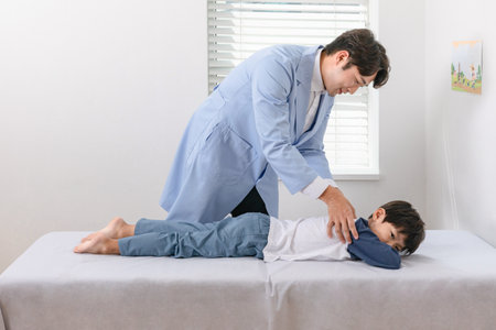 korean asian child in doctor clinic hospital_growth counselingの写真素材