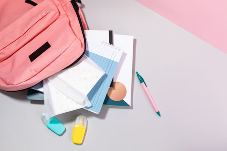 woman menstrual products_student belongings and sanitary padsの写真素材