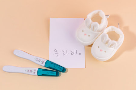 woman menstrual products_congratulatory card and pregnancy test machine