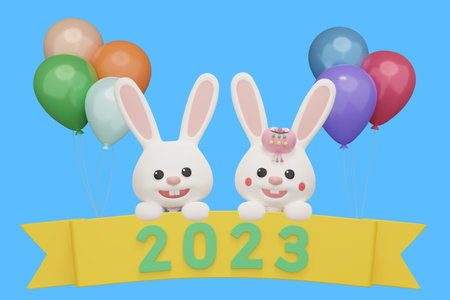year 2023 3d event_balloons, label