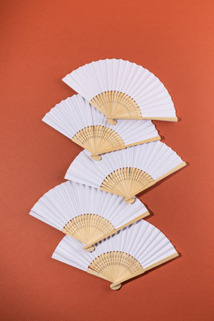 collection of korean traditional objects_oriental hand fanの写真素材