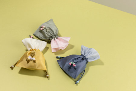 collection of korean traditional objects_lucky bagの写真素材