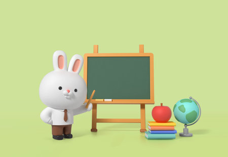 3d rendered cute rabbit character_educationの写真素材