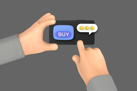 3d graphic rendered shopping and finance hand motions_simple paymentの写真素材