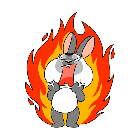 cute emoji rabbit character feeling angerのイラスト素材