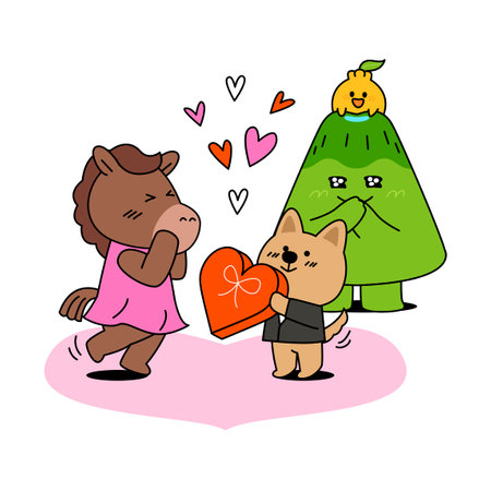 jeju island emoticon character_jeju native dog and christmas presentのイラスト素材