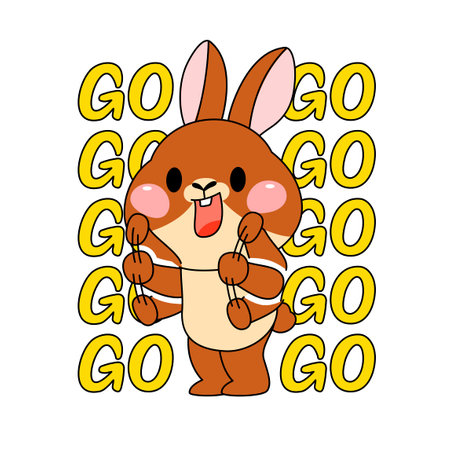 cute emoji rabbit character happy expressionのイラスト素材