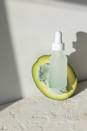 creative photo of nature and beauty products, ample and avocadoの写真素材