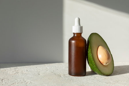 creative photo of nature and beauty products, ample and avocadoの写真素材
