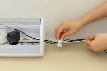 DIY interior hand motion, closeup_clean outlet lines