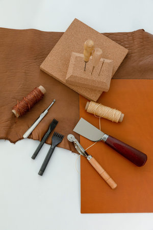 aesthetic photo of handmade, crafting hobbies, leather craft collection
