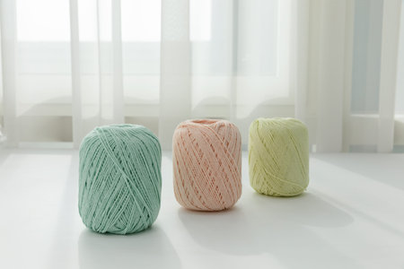 aesthetic photo of handmade, crafting hobbies, knitting yarn