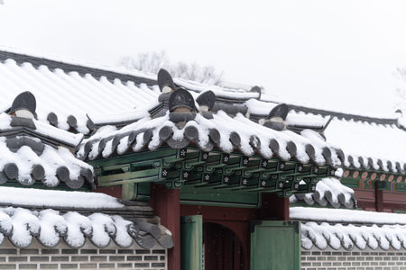 snowing winter scenery of Changdeokgung palace, Korea